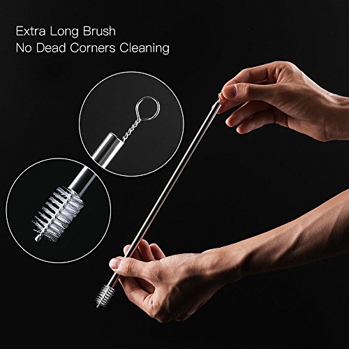 image for Tapleap Stainless Steel Metal Straws With Silicone Tips and Long Brush