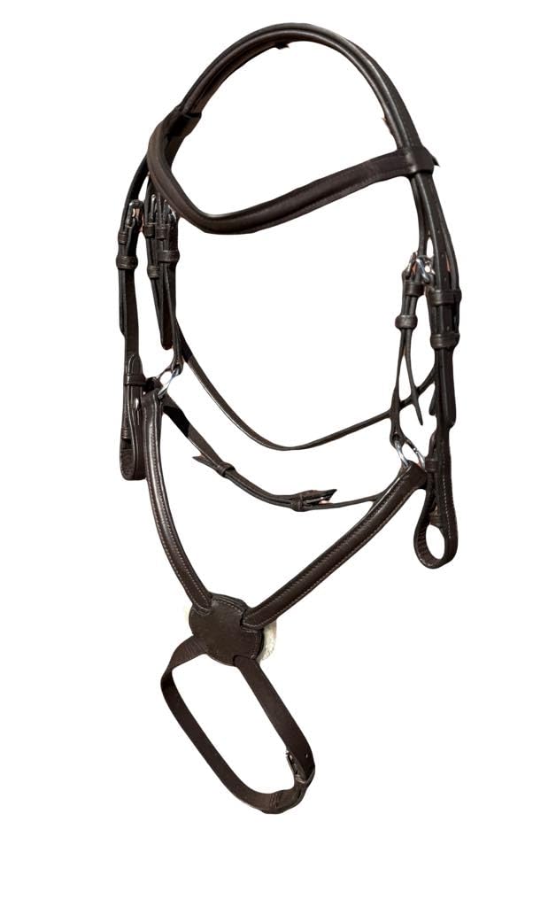 Countrypride STARLIGHT BASIC GRACKLE LEATHER BRIDLE WITH REINS SIZE FULL -SHET BLACK AND BROWN (Full, Brown)