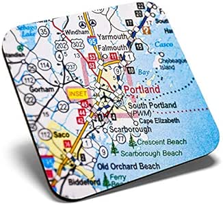 Posavasos cuadrados con diseño de mapa de Portland Maine America de EE