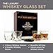 Whiskey Glass Set of 4 with Stones - Twisted Shaped Old Fashioned Whiskey Glasses and Bonus Granite Whiskey Stones - Great for Scotch and Bourbon