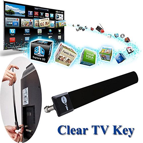 image for UTP Black Plastic Digital Antenna Clear TV Key US HD Satellite Indoor 