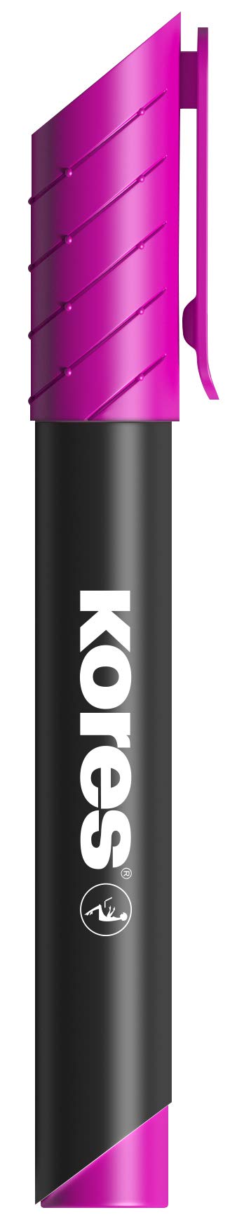 Kores - Magenta Permanent Marker Pens - K-Marker XP2, Chisel Tip with Low-Odour Ink - Waterproof Marker Pens for All Surfaces - Back to School Supplies, Office Supplies - Pack of 12 Magenta