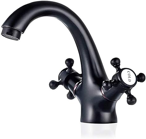 Ggstudy Oil Rubber Bronze 2 Knobs Single Hole Two Handles Bathroom