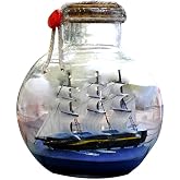 LAMF Drift Bottle Decor, Sailing Boat in Wishing Bottle Glass Cork Bottles, Pirate Ship in a Bottle Kit Handicraft Nautical Home Decorations Gifts Crafts