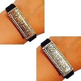 Fitbit Alta, Fitbit Flex, Jawbone Up Jewelry to Accessorize Your Fitness Tracker -Classic Polished Antique Gold or Silver Etched Ornate MILAN Charm Bracelet Accessory (Aged Silver)