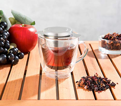 Rosenstein & Söhne Teefilter: Edelstahl-Teesieb micro-geätzt mit Deckel, für Tassen & Kannen (Teefilter Edelstahl, Gewürzsieb, Kaffeebereiter) – Bild 7