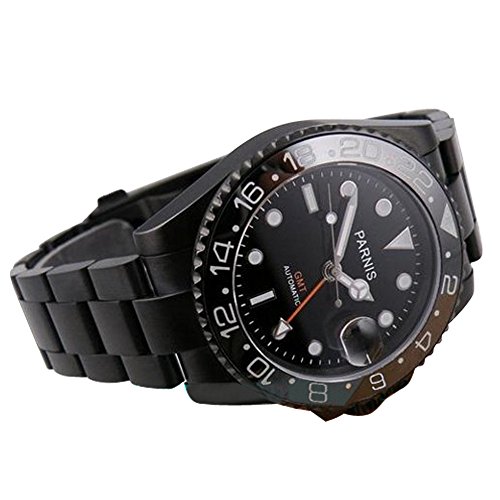 Whatswatch Parnis 40mm Ceramic Bezel Orange Gmt Master Ii Black