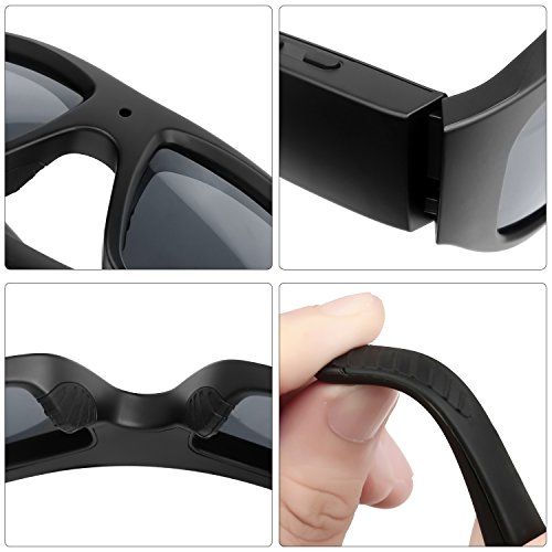 Forestfish 720P HD Camera Audio Sunglasses with Bluetooth Headset 16GB TF Card Video Recorder Sunglasses with Camera for iOS Android Phones Polarized Sunglasses Polarized Lens, Black +3 Color Lenses - Thumbnail 5