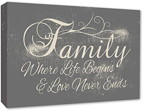 FAMILY QUOTE GREY CANVAS PICTURE BOX CANVAS PRINT A1/A2/A3 (A2) (A2(20x16 inch))