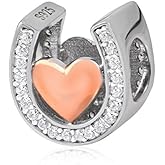 ARTCHARM Horseshoe Lucky Charms-Rose Gold Plated Love Charm Beads Cubic Zirconia Stones fit Women Bracelets