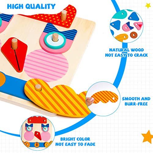 Wooden Pegboard Sorter 26 Pcs Shape Puzzle Set Animal Jigsaw Preschool