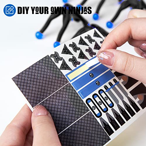 LovesTown Sticky Ninja Wall Climbers, 42PCS Stretchy Sticky Ninjas with DIY Stickers Window Crawler Wall Tumblers for Kids Party Favor Goodie Bag Fillers