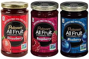 Polaner All Fruit Spreadable Fruit, Strawberry, Raspberry, and Blueberry, 10 Ounce (Pack of 3) - with Make Your Day Spreader 