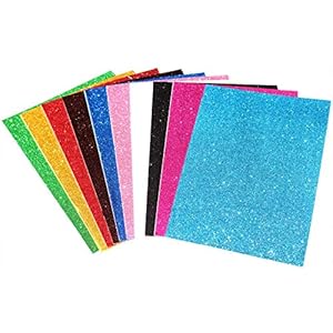 DSR A4 Glitter Foam Sheet Sparkles 2 mm Thick 10 Different Color, for Art & Craft (Non Adhesive)