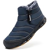 Hanani Mens Snow Boots Waterproof Winter Boots for Men Fur Lined Warm Ankle Boots Zipper Closure Slip on Outdoor Boot Comfortable Walking Shoes