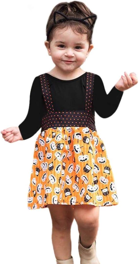 Amazon 幼児 赤ちゃん 女の子 男の子 2ピースセット 0 24ヶ月用 ファッション 可愛い ハロウィン 長袖 トップス ストラップ プリント パンツ アウトフィット 18 24months ブラック Os 123 ままごと ごっこ遊び 服 ファッション小物