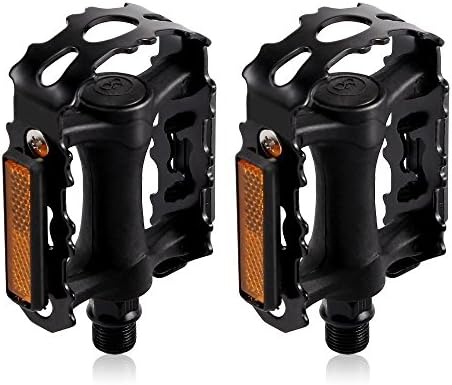 Interomgl Bicycle Pedals 9/16" Aluminum Alloy Cr-Mo Screw Thread Spindle Shock Absorption Durable MTB BMX Lightweight Bike Cycling Pedals High Performance for Mountain Bike Road Sports Accessories