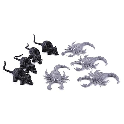 Crazy-Store 8pcs Simulation Mouse Scorpion Jokes Toy PVC Artificial Animal Model (Black