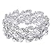 EVER FAITH Bridal Silver-Tone Floral Leaf Elastic Bracelet Clear Austrian Crystal