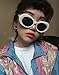 Colorful Oval Kurt Cobain Inspired Mod Round Pop Fashion Sunglasses (White, Black)