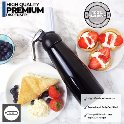 ICO Black Aluminum Whipped Cream Dispenser for Homemade Whipping Cream