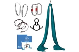 aum active Aerial Silks Starter Kit - Durable 9 Yards of Aerial Yoga Hammock with Hardware & Guide - Aerial Swing for Acrobatic Flying Yoga & All Levels (Aerial Rigging Point Up to 13ft)
