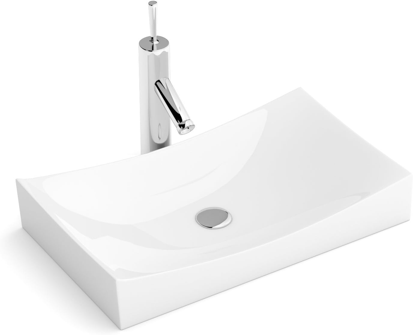 REA Impero 2N Elegant Ceramic Countertop Bathroom Vessel Sink 660 x 400 x 140 mm
