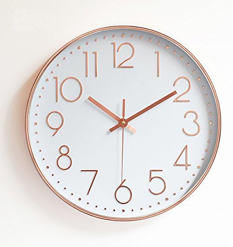 Indoor Large 3D Number Wall Clock 12" Silent Non-ticking Quartz Decorative Wall Clock, Modern Style Quiet Sweep Movement Good for Living Room &amp; Home &amp; Office Battery Operated (Rose Gold)