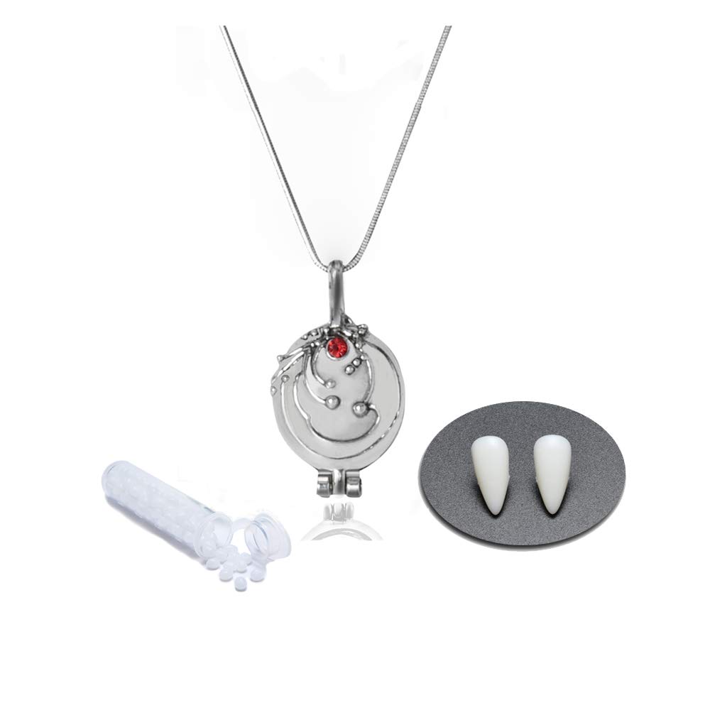 BUUFAN 3PCS The Vampire Vervain Verbena Opening Necklace Daywalking Charm Pendant Ring for Fans, Zinc, No Gemstone