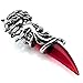 Men's Stainless Steel Pendant Necklace Crystal Silver Red Wolf Tooth Tribal -with 23 Inch Chain
