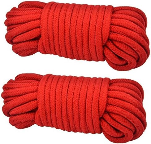 Evedy 32 Feet 10m Rope Durable Cotton Ropes Strap 7mm Thickness,2 Red