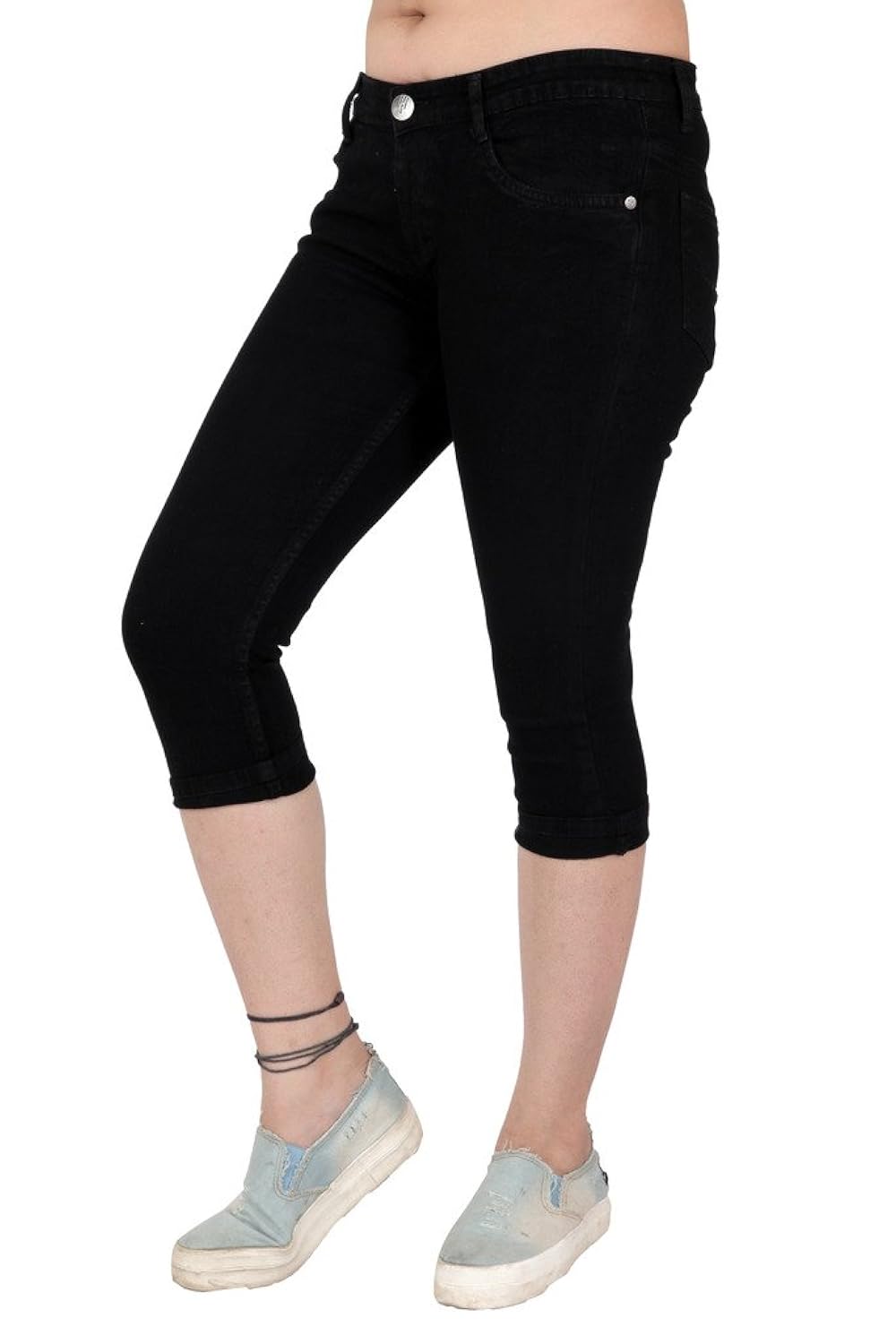 obeo womens slim fit streachable denim capri