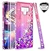 Note 9 Glitter Case with 3D PET Screen Protector [2 Pack] for Girls Women,LeYi Bling Liquid Quicksand TPU Protective Phone Case for Samsung Galaxy Note 9 Note9 (Pink/Purple)