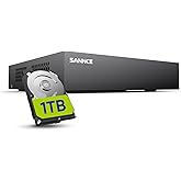 SANNCE 8-Channel 1080P Wired Home Surveillance Security Camera System DVR Recorder with 1TB Hard Disk Drive, Human Detection, Standalone DVR Video Recorder CCTV Support 5-in-1 CVBS/AHD/TVI/CVI/IP