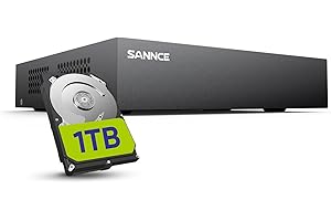 SANNCE 8-Channel 1080P Wired Home Surveillance Security Camera System DVR Recorder with 1TB Hard Disk Drive, Human Detection, Standalone DVR Video Recorder CCTV Support 5-in-1 CVBS/AHD/TVI/CVI/IP
