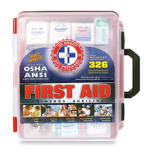 First Aid Kit Hard Red Case 326 Pieces Exceeds OSHA and ANSI Guidelines
