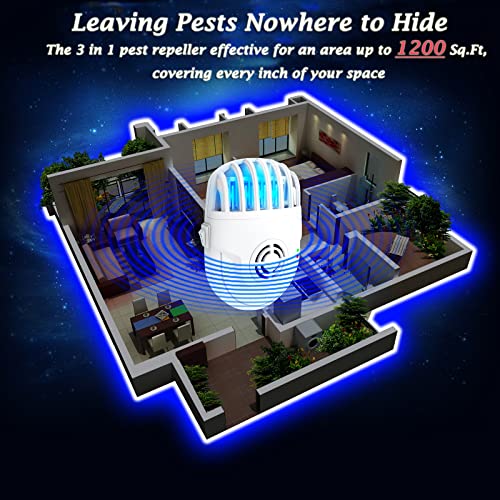 Ultrasonic Pest Repeller with Mosquito Killer- 2 Packs, Bug Repellent Indoor Plug Pest Conrol, Mosquito Repellent, Electronic Pest Control for Bugs Roaches Insects Mice Spiders Mosquitoes (2 Pack)