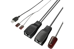 SZBJ IR Repeater,IR Remote Control Extender,Infrared Repeater System,Apply to Cat6/Cat5e/Cat7 Ethernet Cable Connection(Dual Head ir emitter)