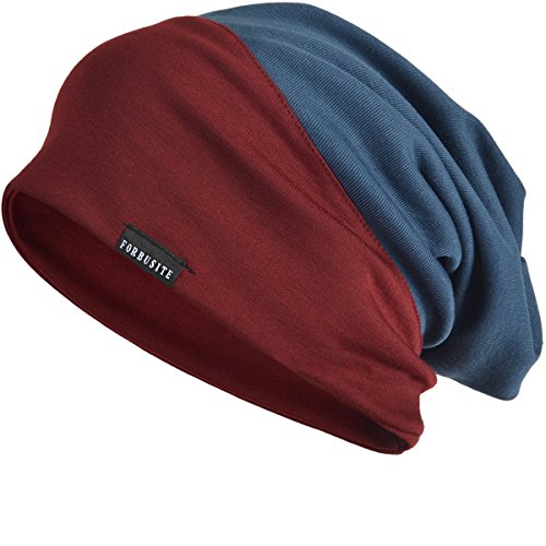 Stylish Men Women Slouch Beanie Basic Skull Cap Designer B010 (B012-Navy/Claret)