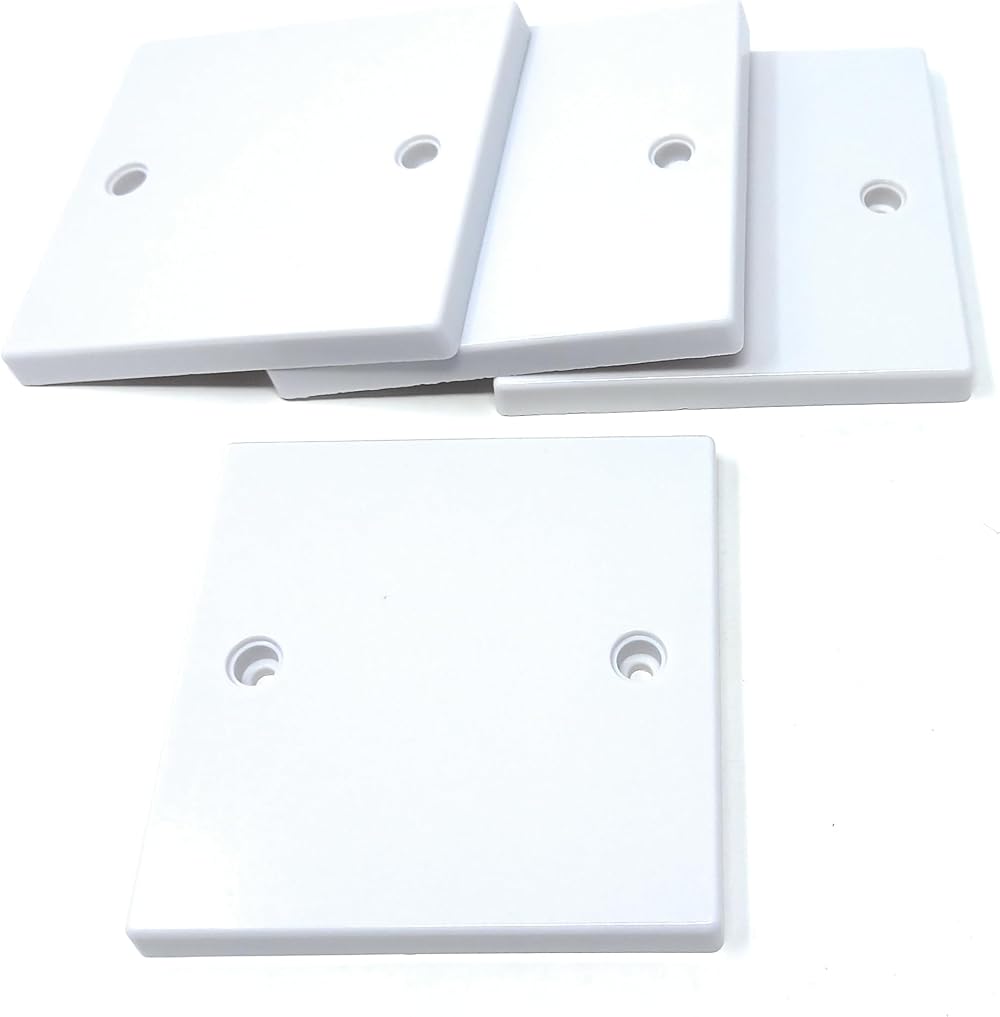 DRUT 4Pcs Single Blanking Plate Cover 86x86mm White with Screws Back Box