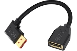 Danfetsoy Left Angle DP Male to Female Cable, 54Gbps Displayport Cable 2.1 for Alienware, LG Ultragear Monitor, HDTV, Fire TV, Computer, etc 0.15m/6inch