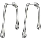 QzxEqz Minimalist Teardrop Front Back Dangle Drop Earrings Unique Design Thick Line Dangling Hypoallergenic Fashion for Women
