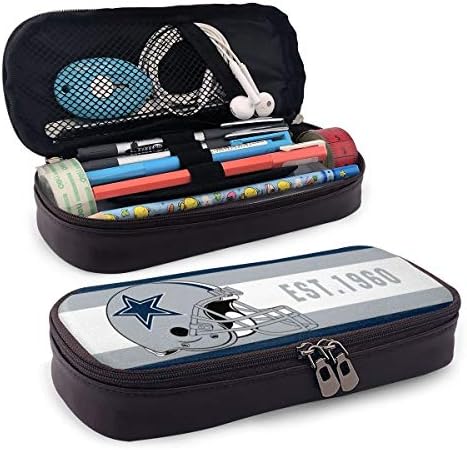 Dalean Design Cartoon Mouse PU Leather Pencil Case Dallas Cowboys Bag Double Zipper Pen Pouch Holder Stationery Cosmetic Makeup Bag - 8x3.5x1.5 Inch