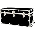 Rhino Trunk & Case Leather Embossed Vinyl XXL Trunk with Removable Wheels, College Chest, Home Storage, Student Footlocker, Strong Trunks, 1000+ Pounds Sitting Capacity 36"x18"x18" (Black)