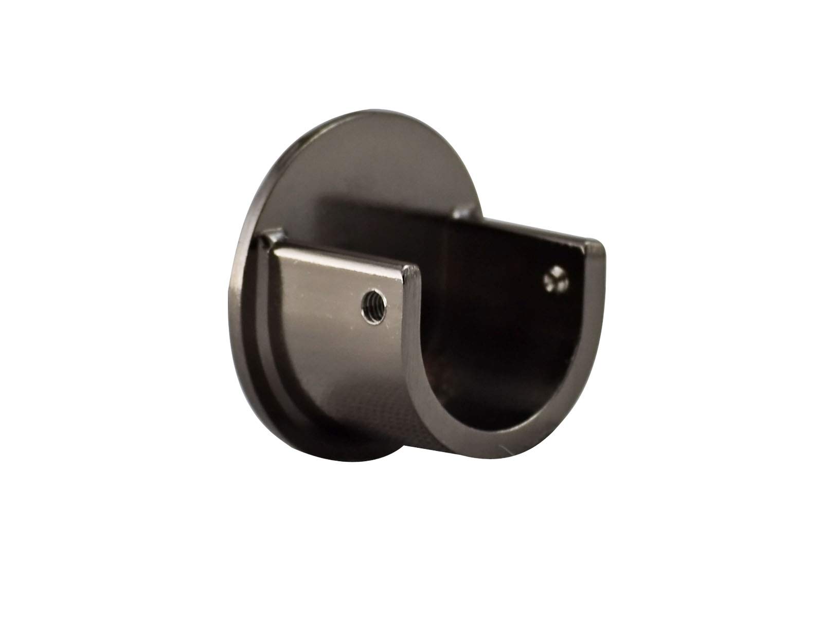 Your Home Online Metal 19mm & 28mm Curtain Pole Recess Wall Bracket Black Chrome Brass Copper (Black Graphite Chrome, 19mm Quantity 2)