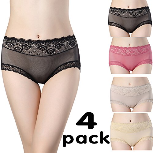 Wirarpa women s mid rise panties ladies soft lace briefs underwea…