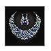Hamer bridal Link Costume jewelry Crystal Choker Pendant Bib Statement Chain Charm Necklace and Earrings Sets (Blue)