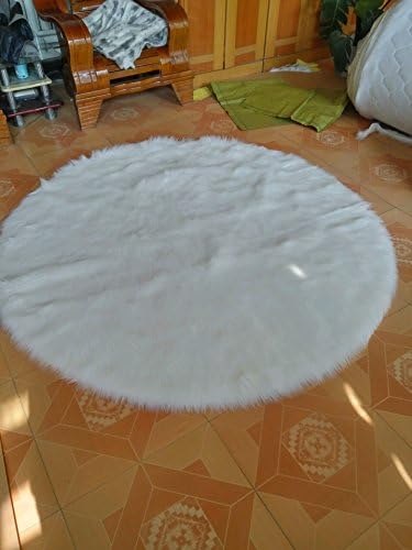 White Fux Sheepskin Rug Fur Blanket Area Shag Rug (8'diameter)