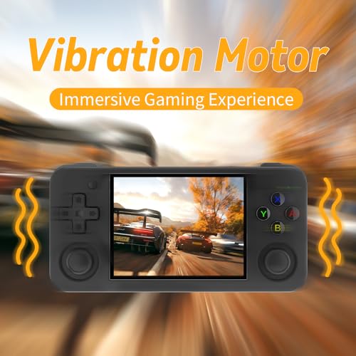 RG35XX H Retro Handheld Game Console with Linux System 3.5 inch IPS Screen and 64G TF Card Built-in 3300 mAh Battery Lasts up to 8 Hours Compatible with 5G WiFi and Bluetooth 4.2 Black