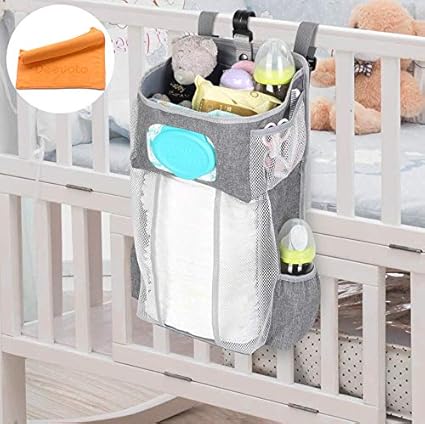 Amazon Deeyota ベビーベッド 収納 多機能吊り袋 おむつポーチ オムツ収納ケース おむつストッカー 折りたたみ オムツ収納 小物収納ケース ベビー用品 子育て 出産祝い グレー おむつストッカー ベビー マタニティ 通販
